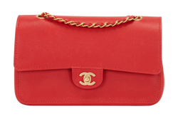 Classic Medium Double Flap, Caviar, Red, 23680814 (2017), DB, 3*